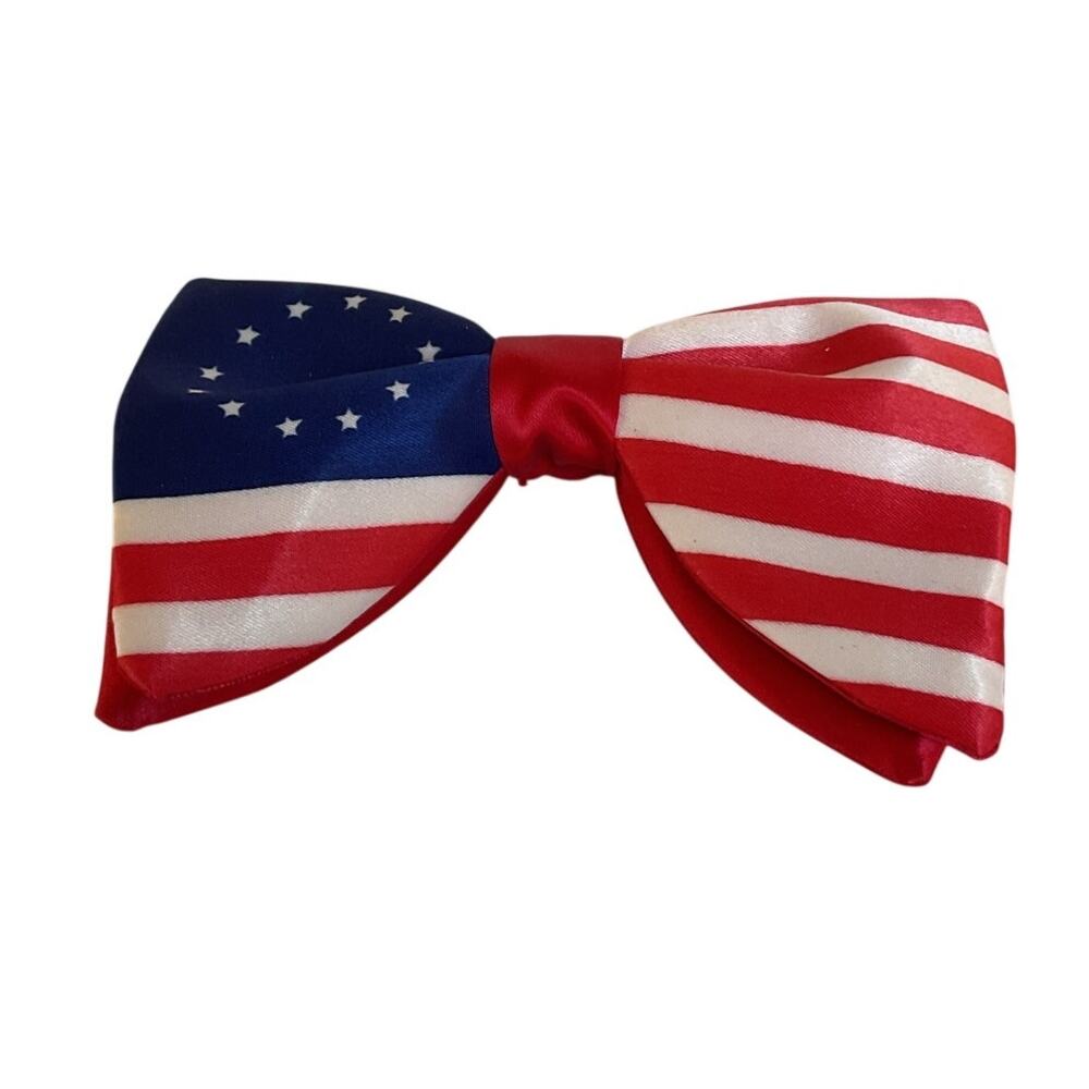 Ugo Vallini American Flag Bow Hair Barrette Red White Blue Patriotic